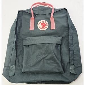 Fjällräven Kånken Classic Backpack Bag Green with Pink Straps And Handle 15"Tall